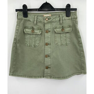 Altar’d State XS Women’s Button Up Olive Green Mini Skirt With Pockets Sage